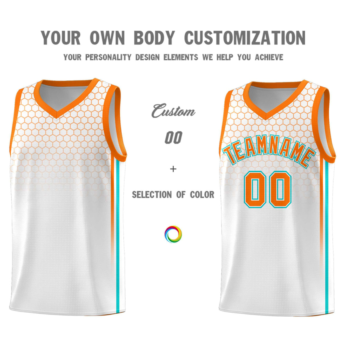 Custom White Personalized Honeycomb Pattern Sports Uniform Basketball Jersey