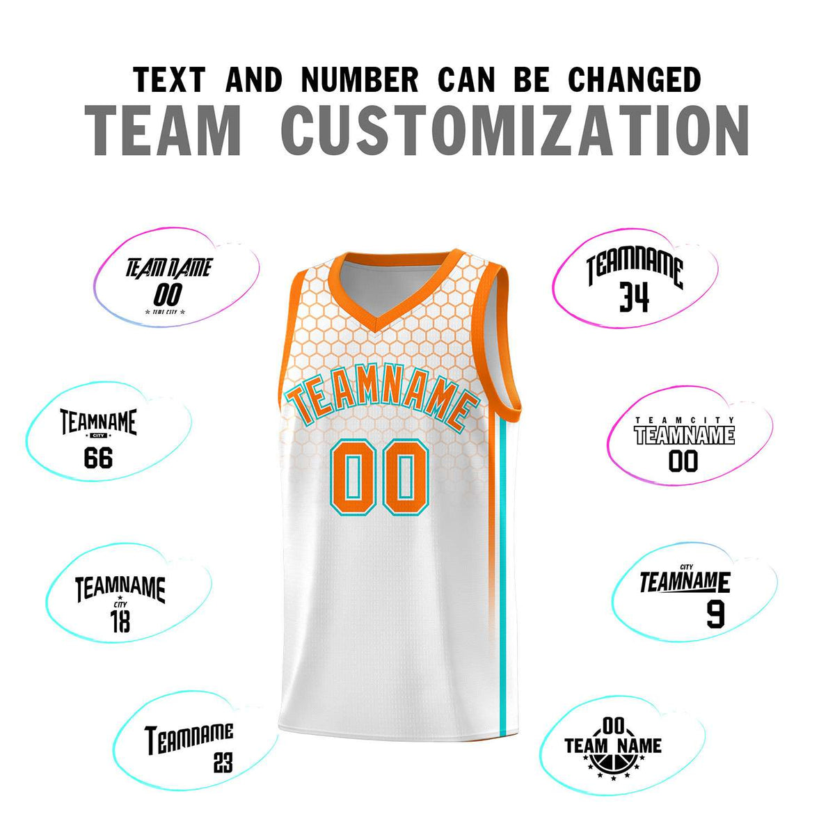 Custom White Personalized Honeycomb Pattern Sports Uniform Basketball Jersey