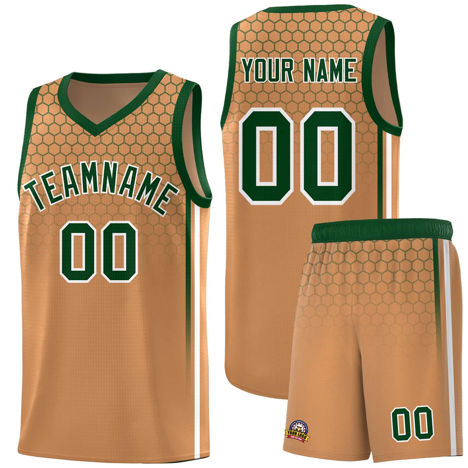 Custom Light Brown Personalized Honeycomb Pattern Sports Uniform Basketball Jersey