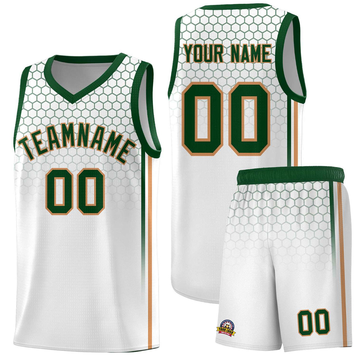 Custom White Personalized Honeycomb Pattern Sports Uniform Basketball Jersey