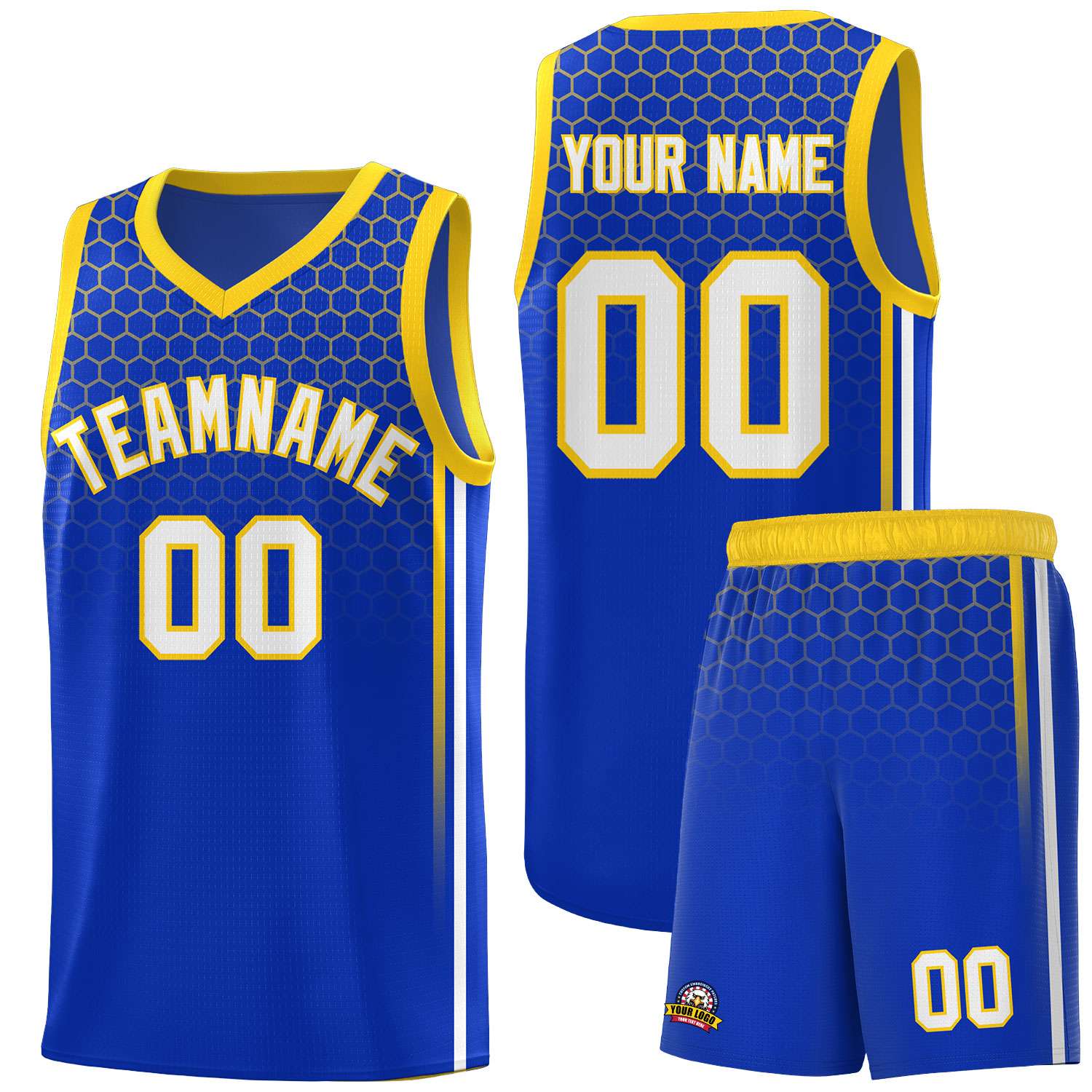 Custom Royal Personalized Honeycomb Pattern Sports Uniform Basketball Jersey
