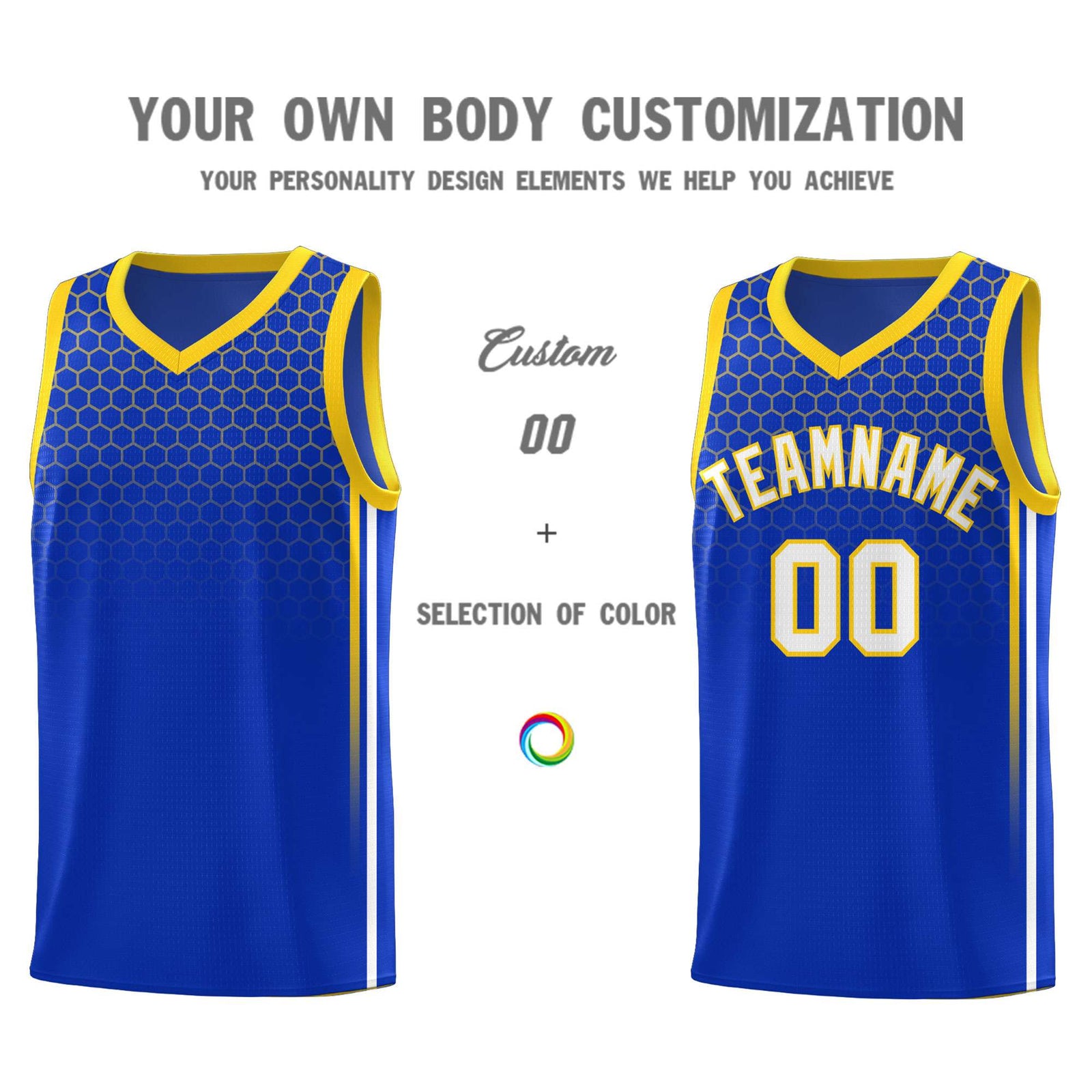 Custom Royal Personalized Honeycomb Pattern Sports Uniform Basketball Jersey