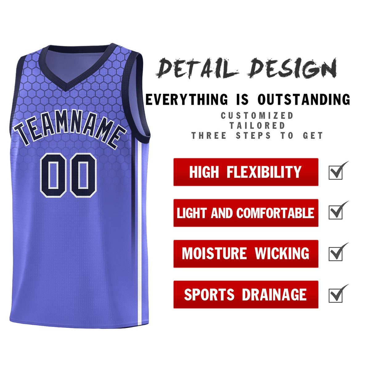 Custom Purple Personalized Honeycomb Pattern Sports Uniform Basketball Jersey
