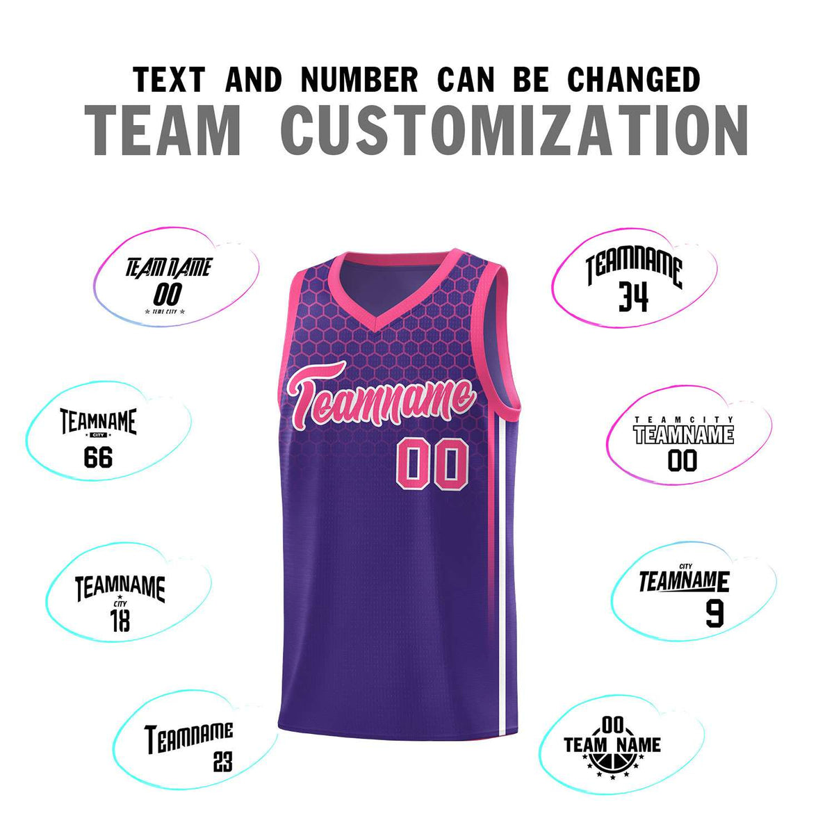 Custom Purple Personalized Honeycomb Pattern Sports Uniform Basketball Jersey