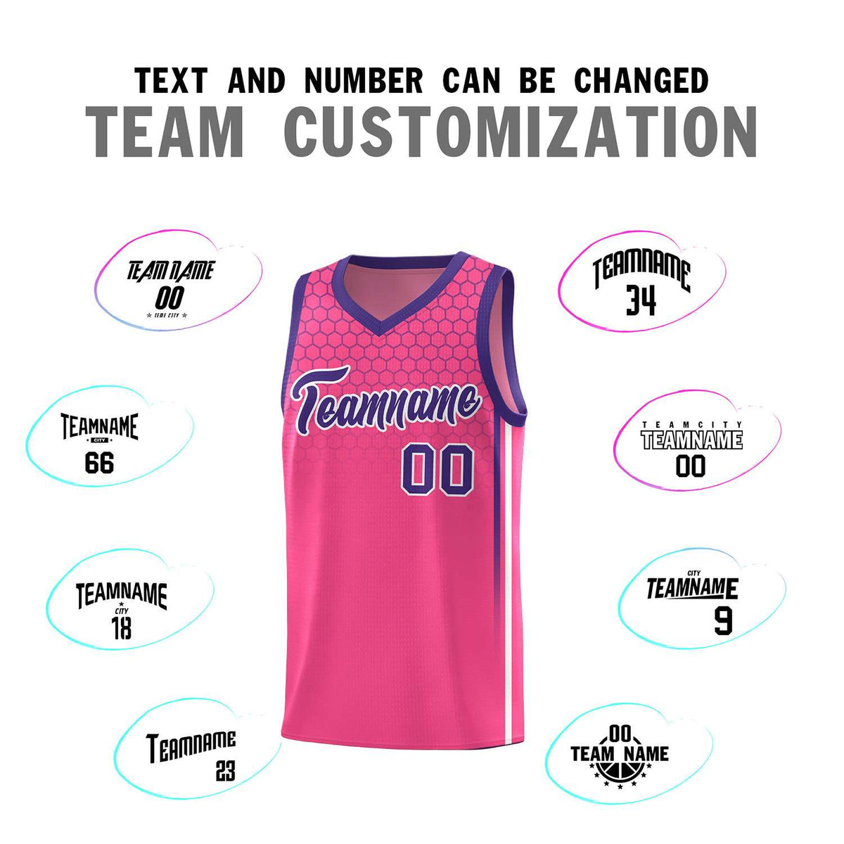 Custom Pink Personalized Honeycomb Pattern Sports Uniform Basketball Jersey