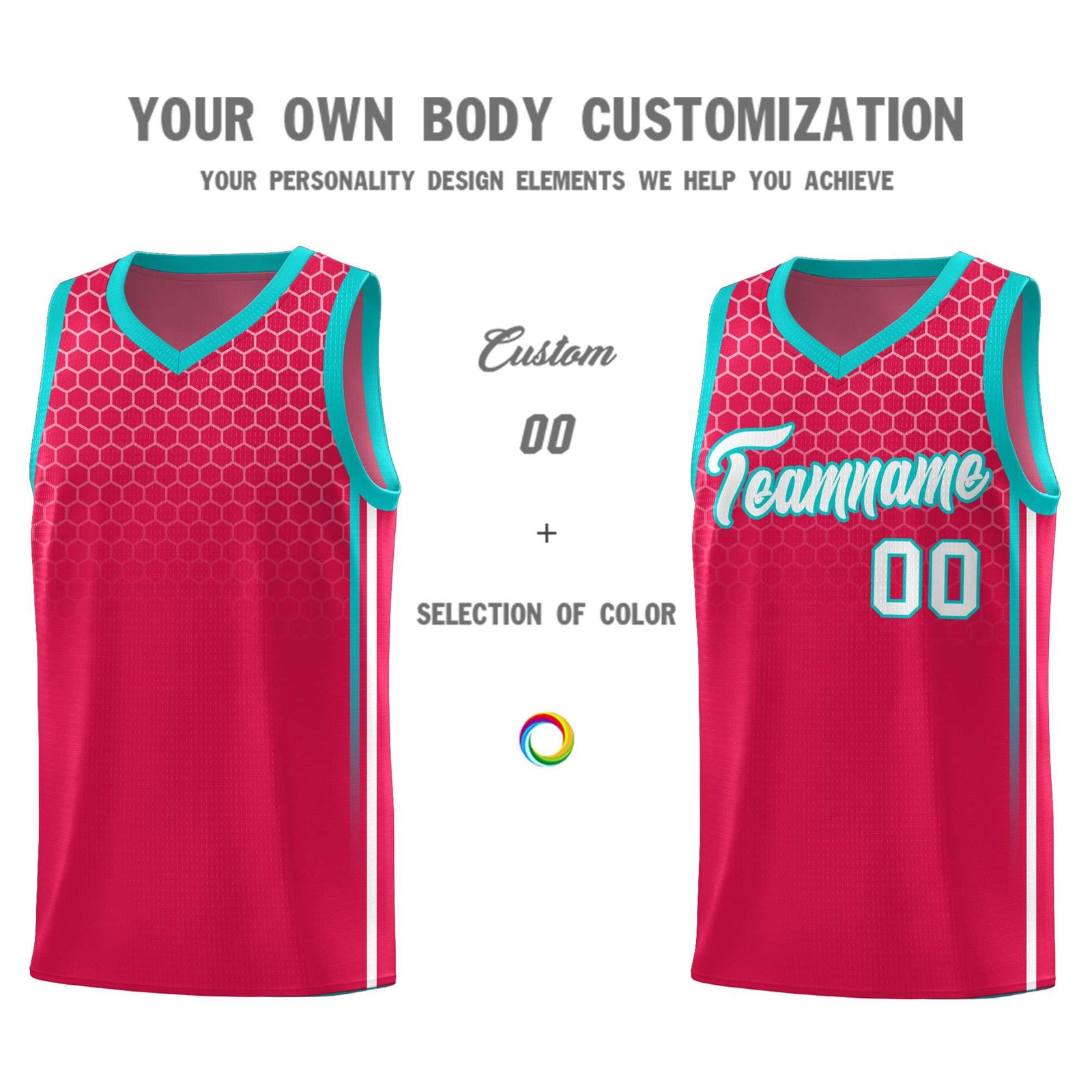 Custom Red Personalized Honeycomb Pattern Sports Uniform Basketball Jersey