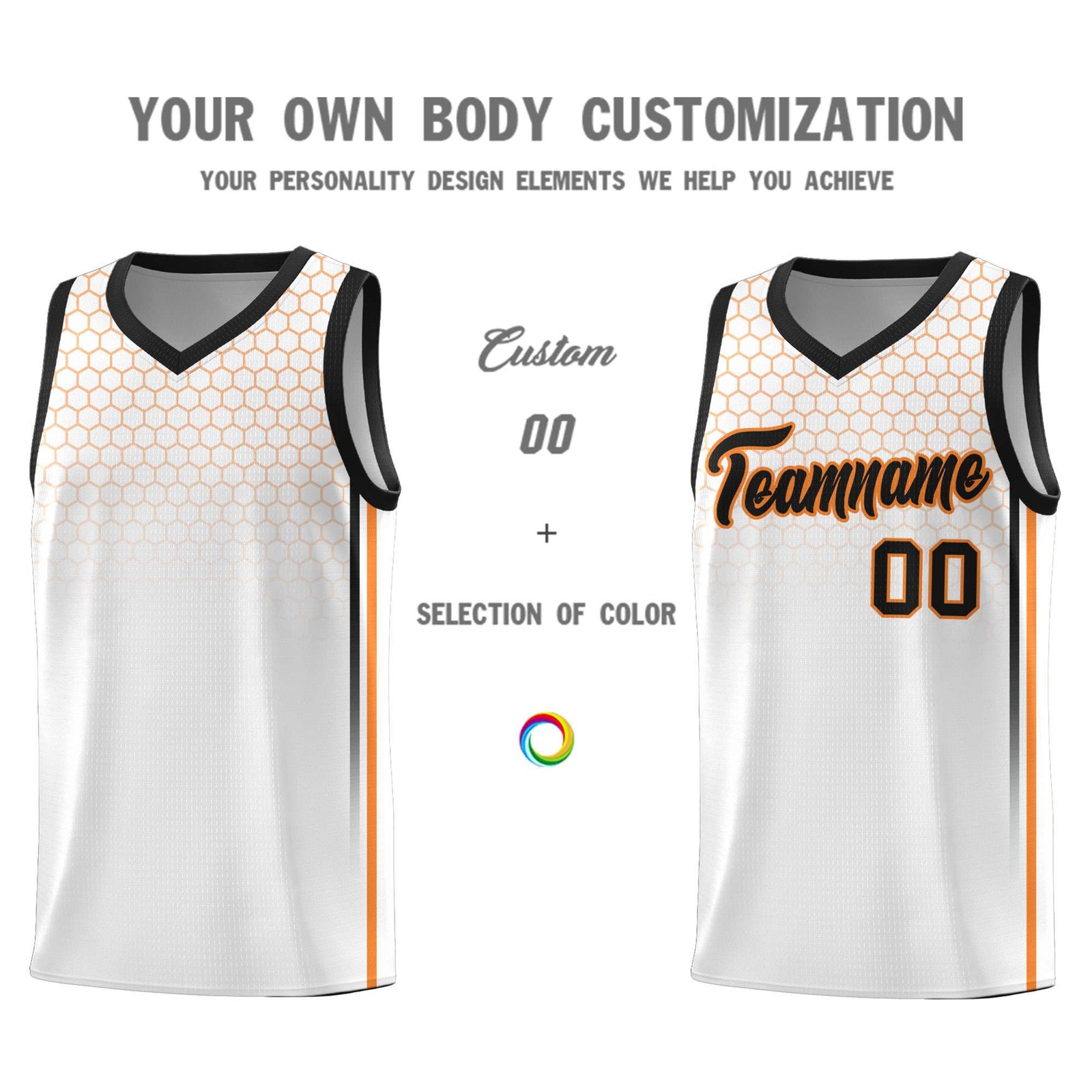 Custom White Personalized Honeycomb Pattern Sports Uniform Basketball Jersey