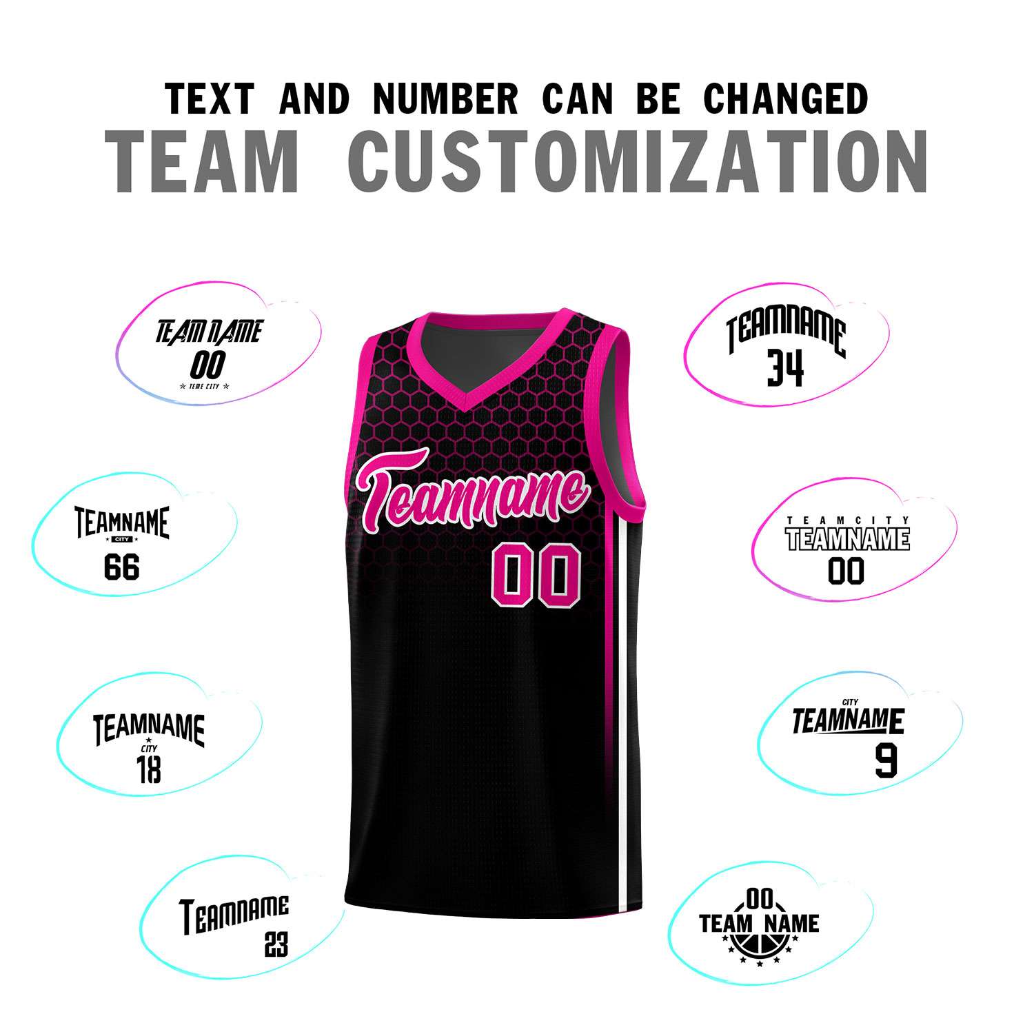 Custom Black Personalized Honeycomb Pattern Sports Uniform Basketball Jersey