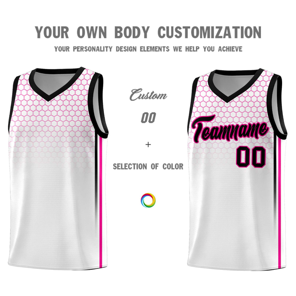 Custom White Personalized Honeycomb Pattern Sports Uniform Basketball Jersey