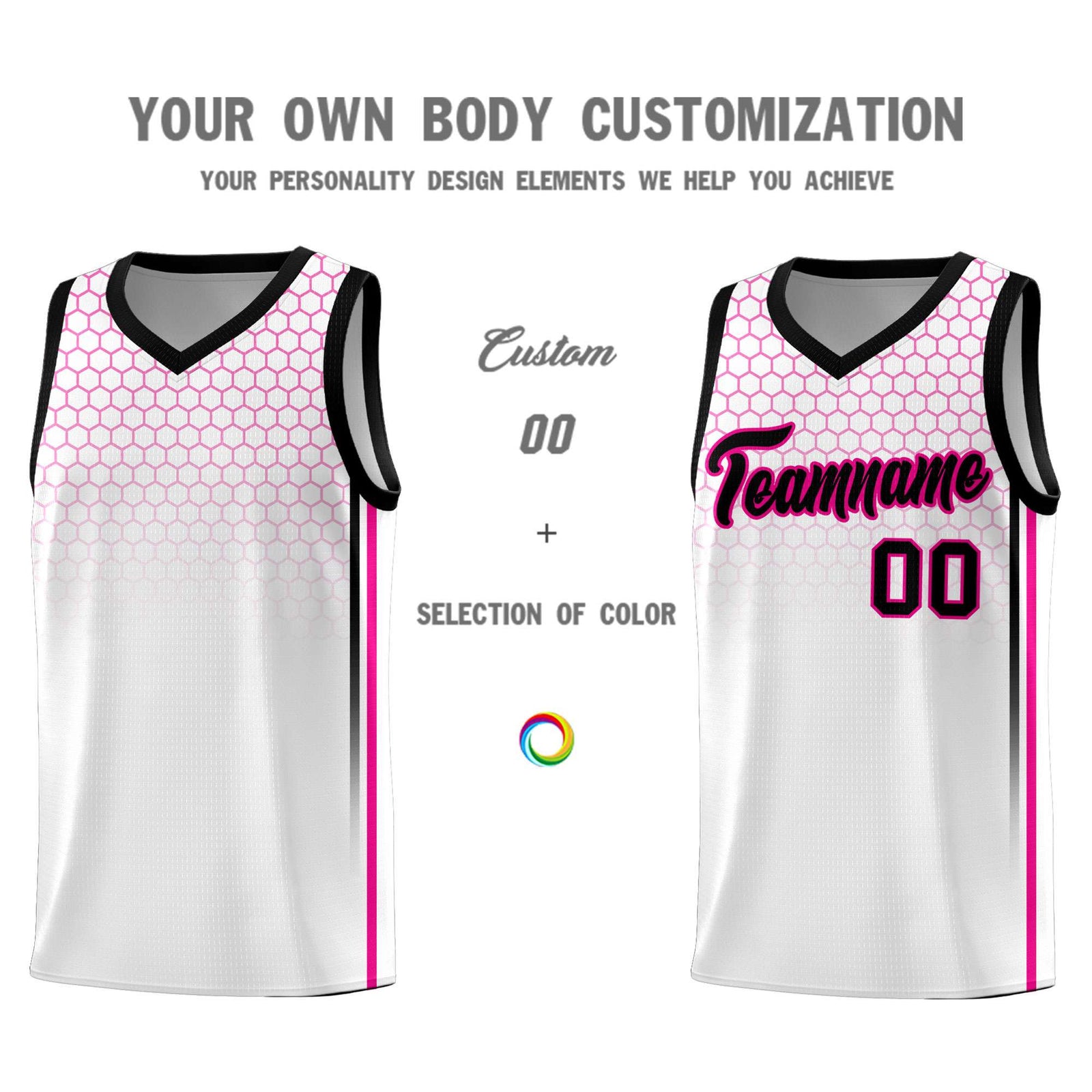 Custom White Personalized Honeycomb Pattern Sports Uniform Basketball Jersey