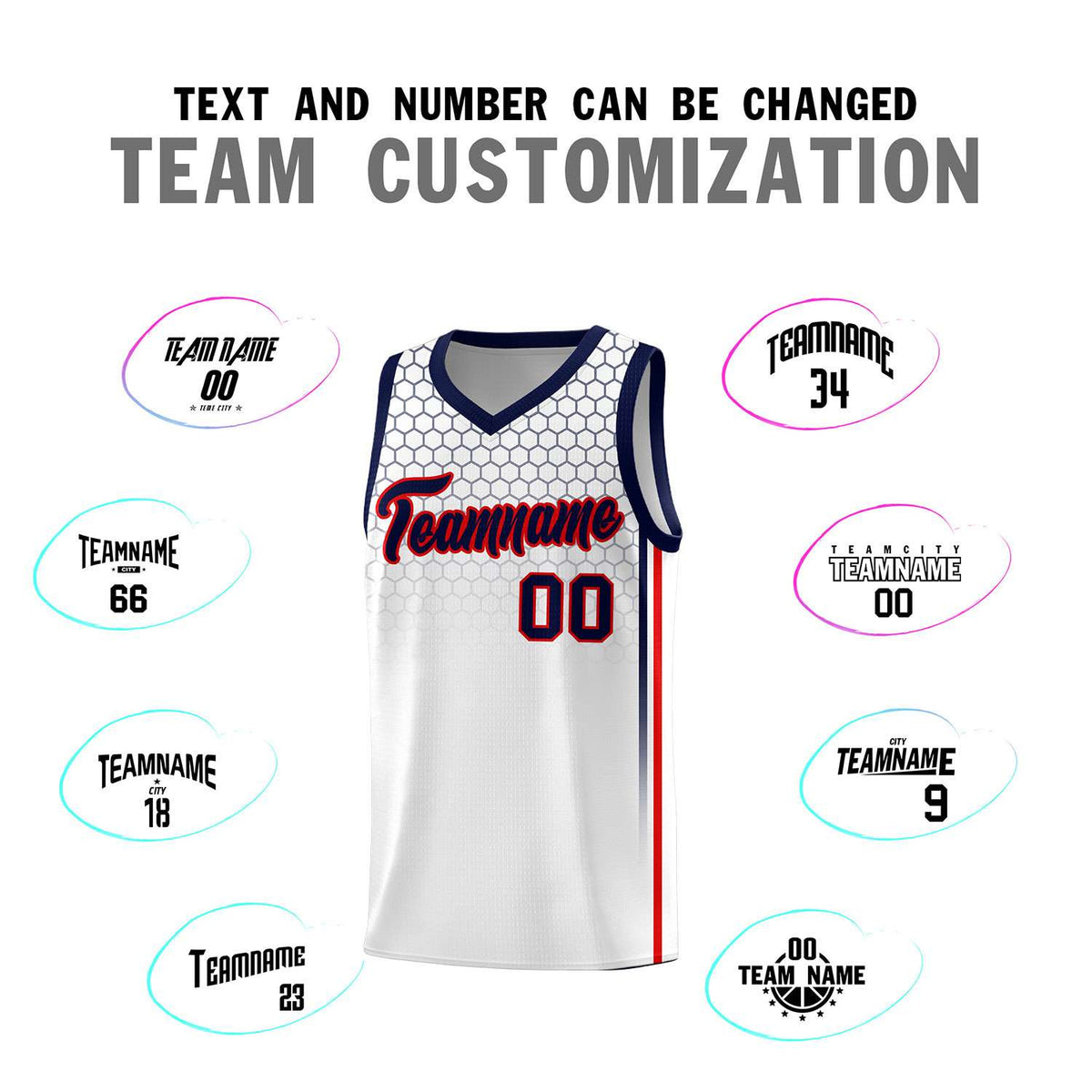 Custom White Personalized Honeycomb Pattern Sports Uniform Basketball Jersey