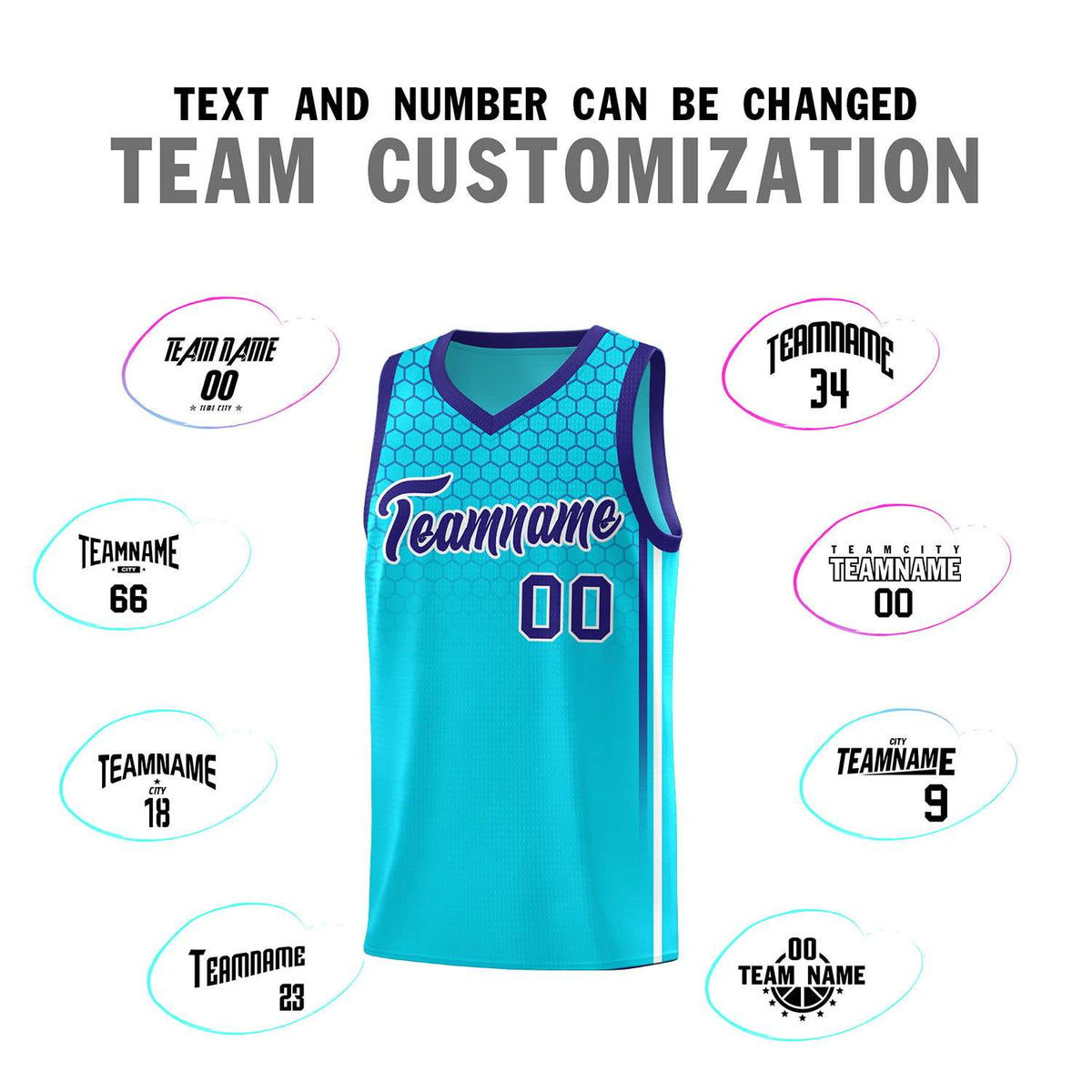 Custom Powder Blue Personalized Honeycomb Pattern Sports Uniform Basketball Jersey