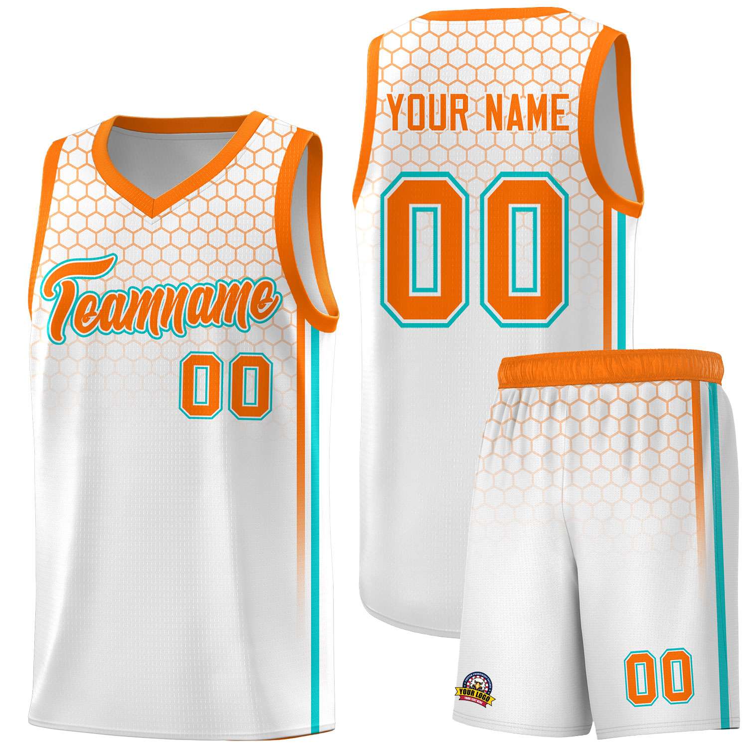 Custom White Personalized Honeycomb Pattern Sports Uniform Basketball Jersey