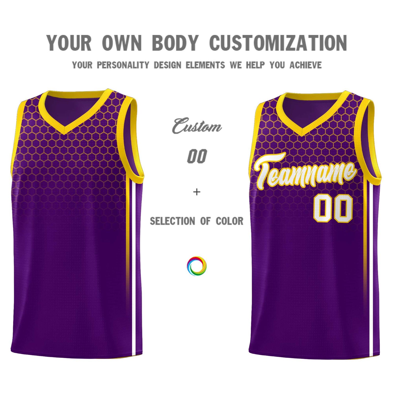 Custom Purple Personalized Honeycomb Pattern Sports Uniform Basketball Jersey