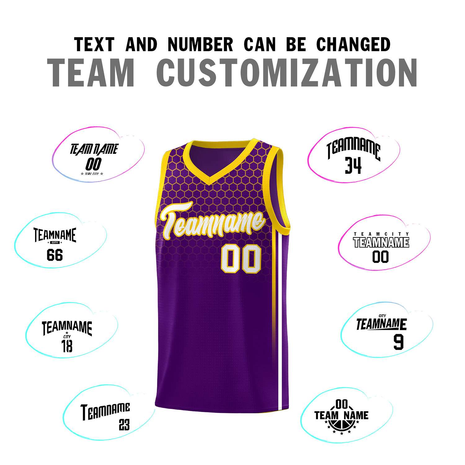 Custom Purple Personalized Honeycomb Pattern Sports Uniform Basketball Jersey