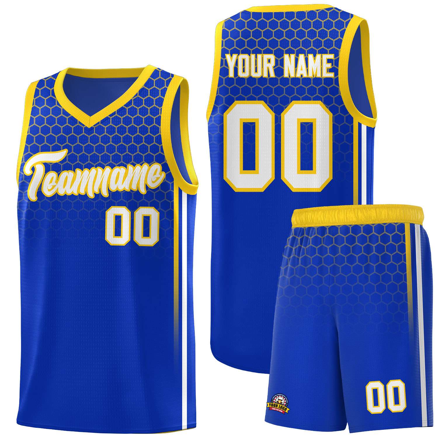 Custom Royal Personalized Honeycomb Pattern Sports Uniform Basketball Jersey