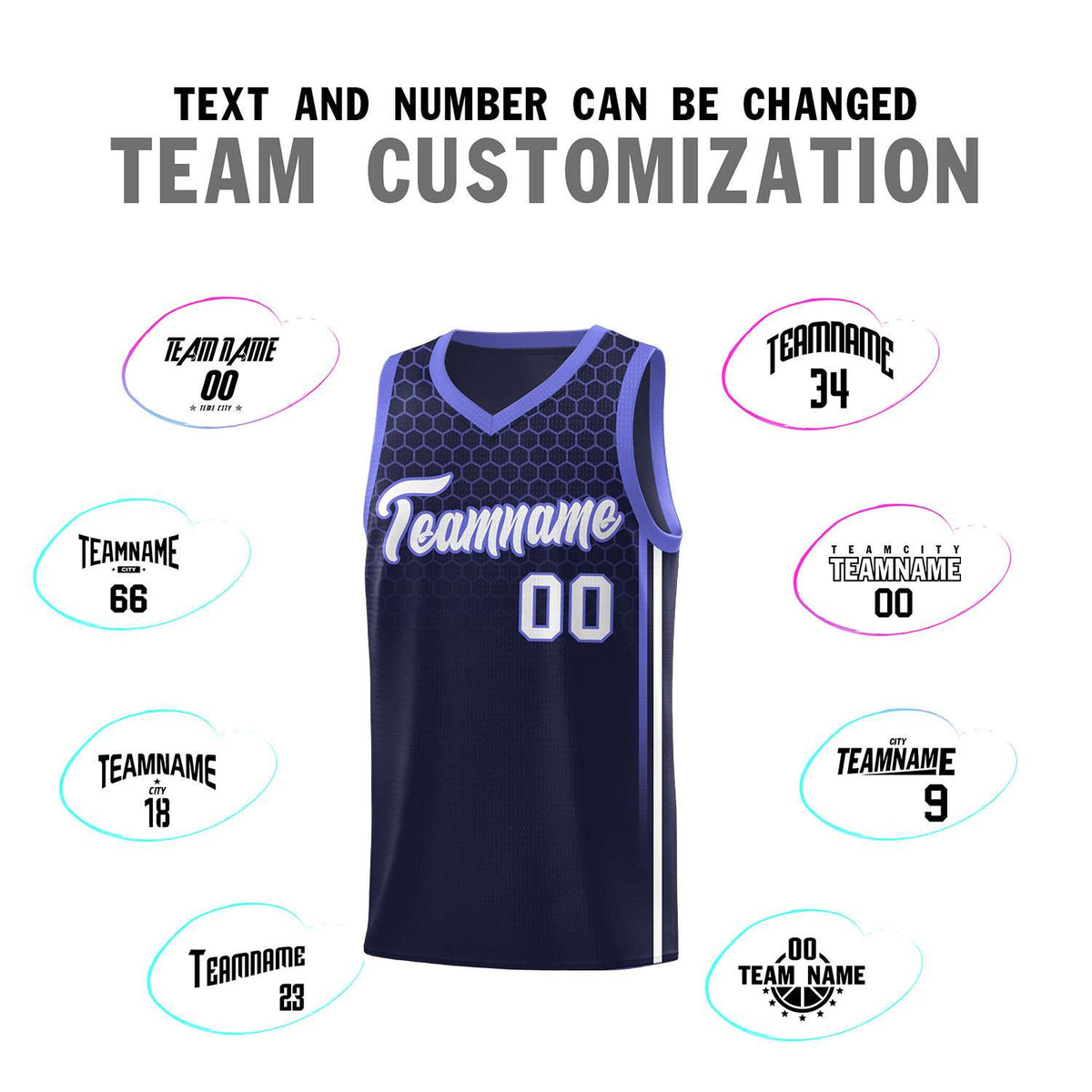 Custom Navy Personalized Honeycomb Pattern Sports Uniform Basketball Jersey