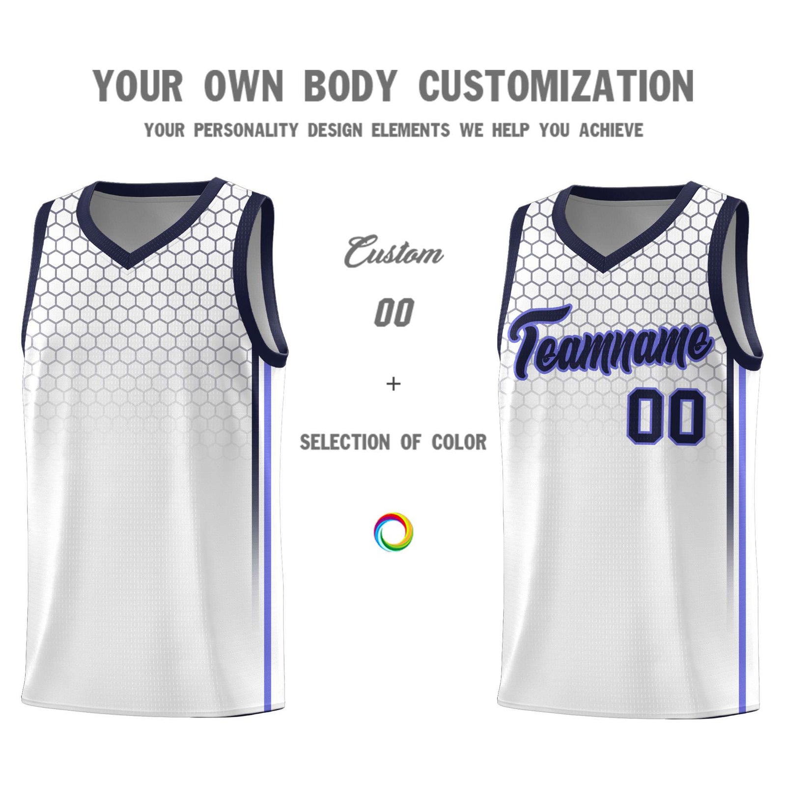 Custom White Personalized Honeycomb Pattern Sports Uniform Basketball Jersey