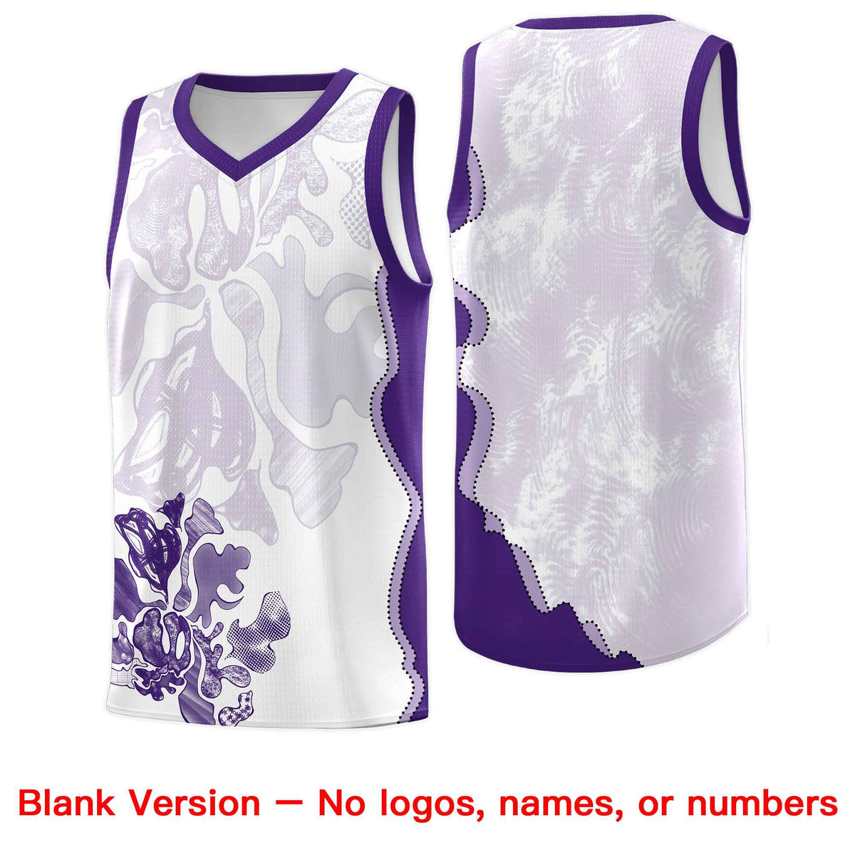 Custom White Purple Basketball Jersey - Illusion Flower Graffiti Moisture-wicking Fabric