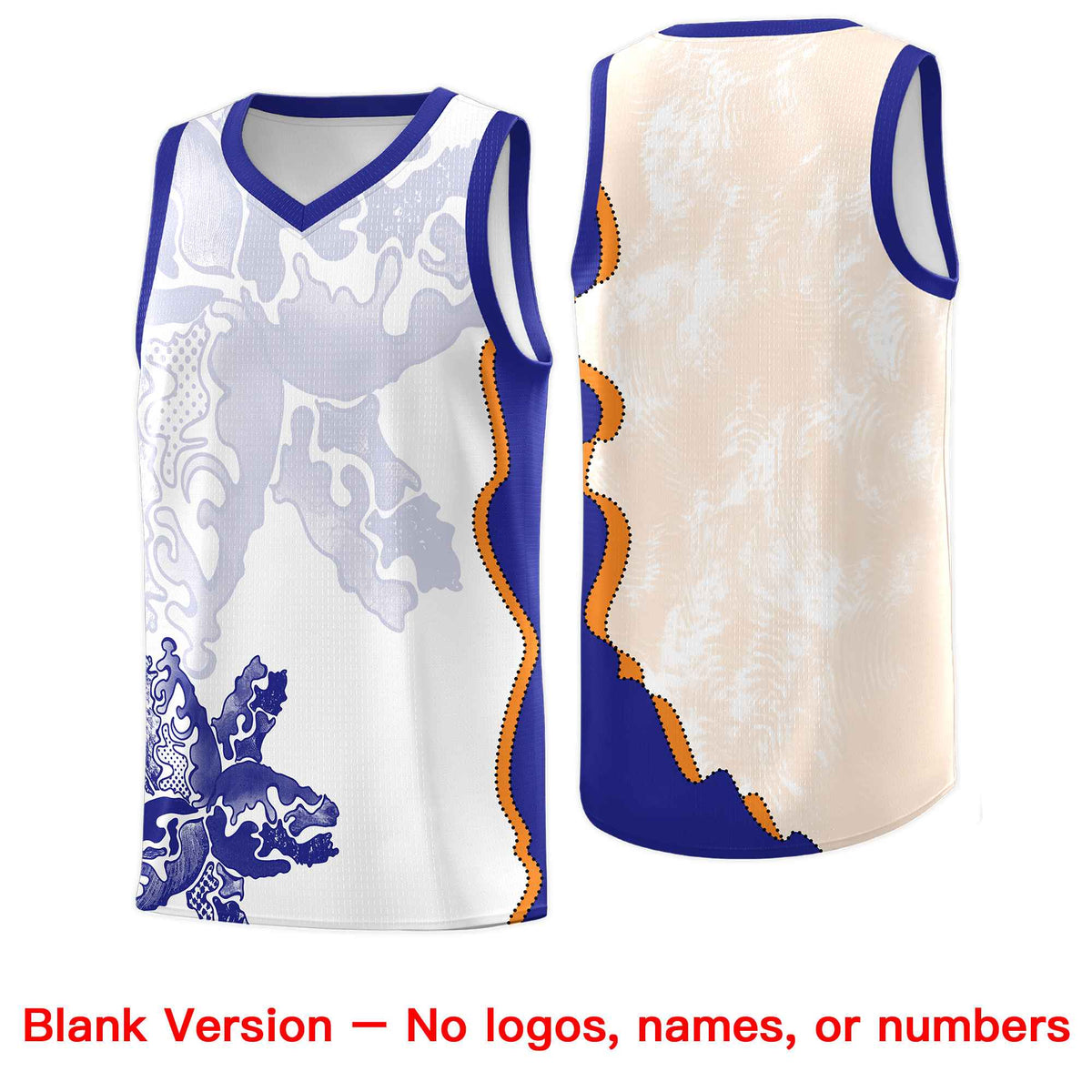 Custom White Royal Basketball Jersey - Illusion Flower Graffiti Breathable Fabric