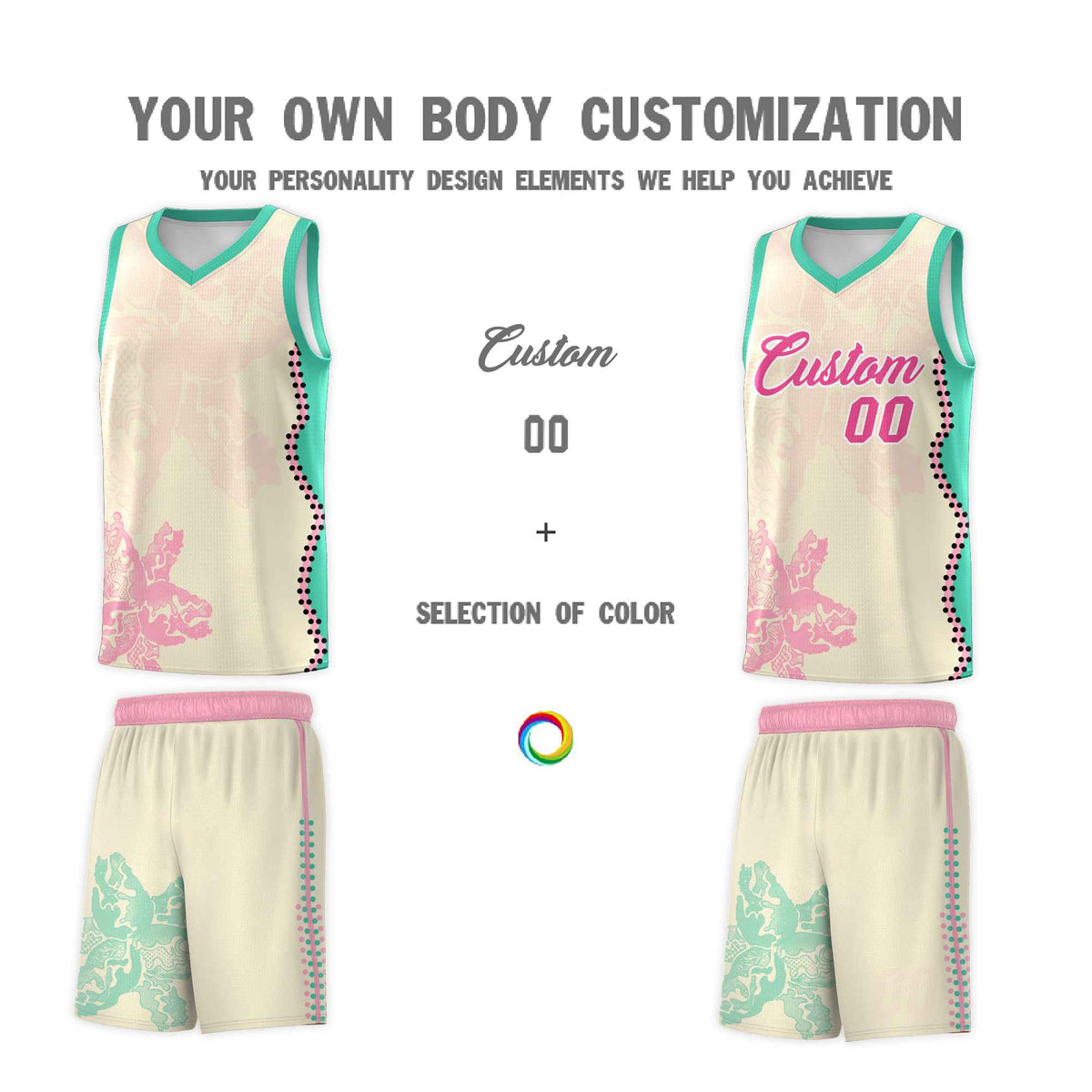 Custom Rose Red Bright Green Basketball Jersey - Illusion Flower Graffiti Stretchy Fabric