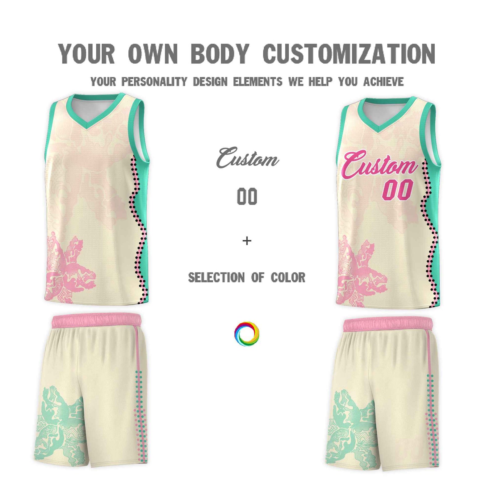Custom Rose Red Bright Green Basketball Jersey - Illusion Flower Graffiti Stretchy Fabric