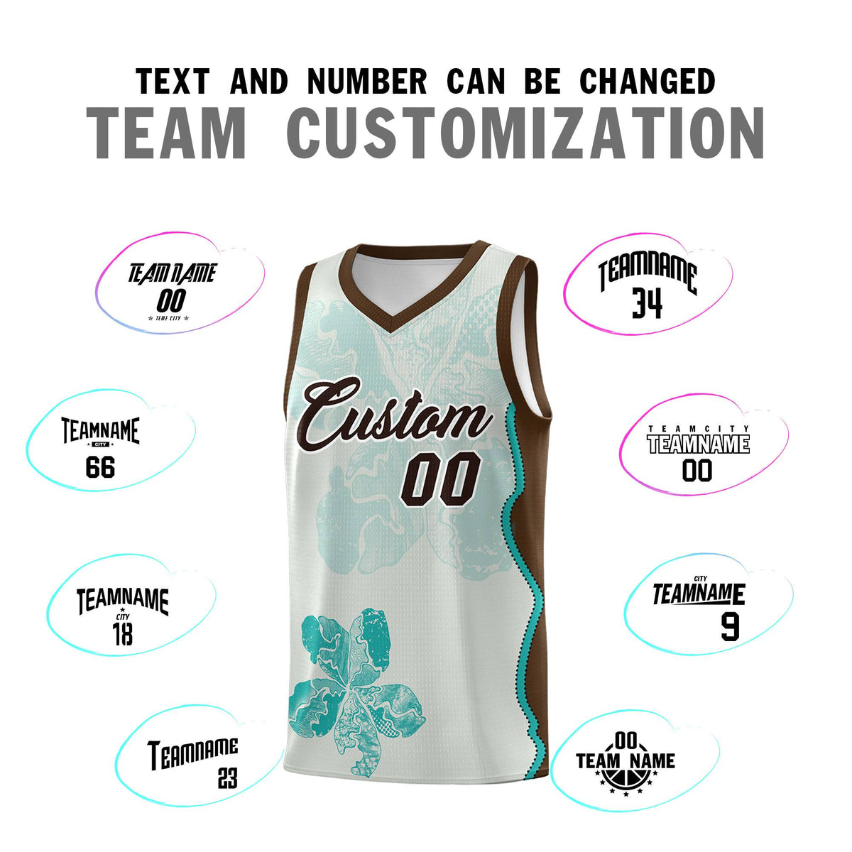 Custom Gray Brown Basketball Jersey - Illusion Flower Graffiti Quick dry Fabric