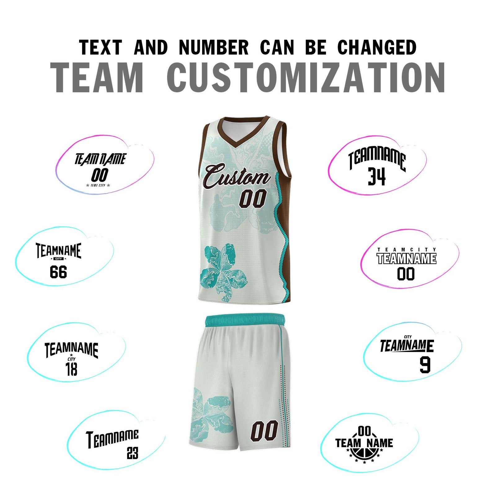 Custom Gray Brown Basketball Jersey - Illusion Flower Graffiti Quick dry Fabric