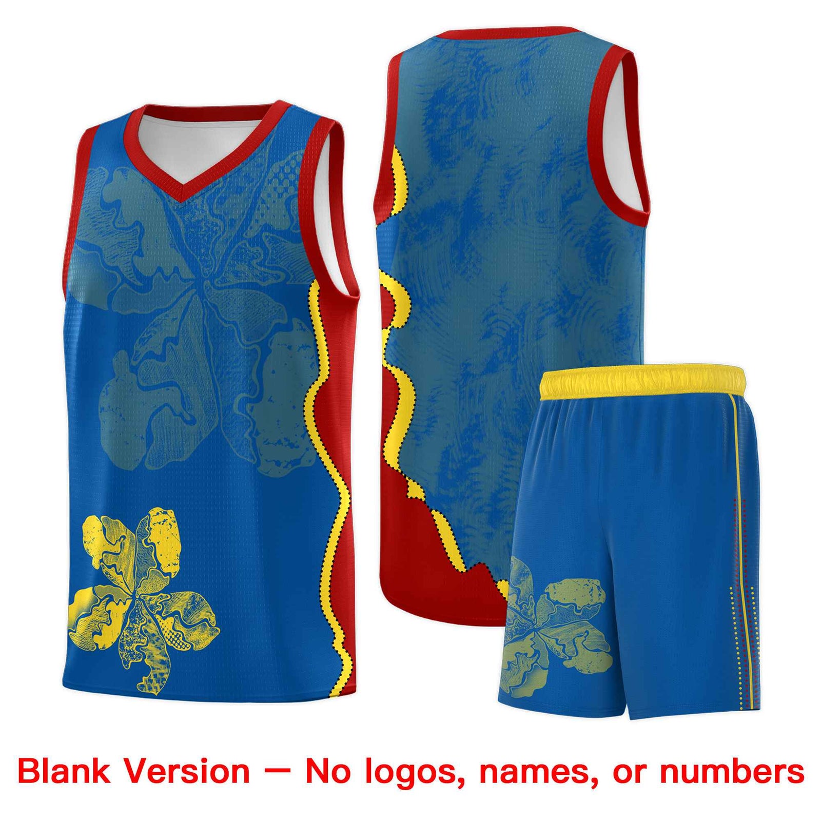 Custom Royal Red Basketball Jersey - Illusion Flower Graffiti Moisture-wicking Fabric