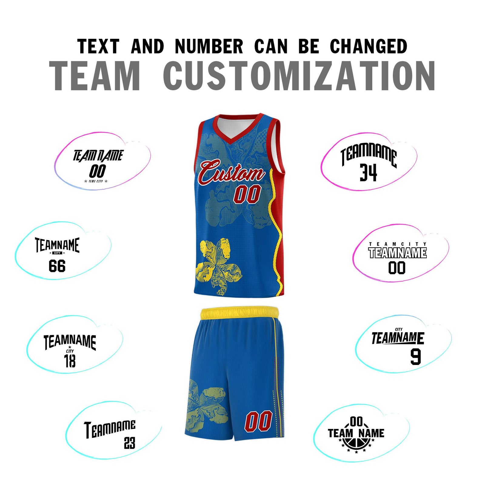 Custom Royal Red Basketball Jersey - Illusion Flower Graffiti Moisture-wicking Fabric