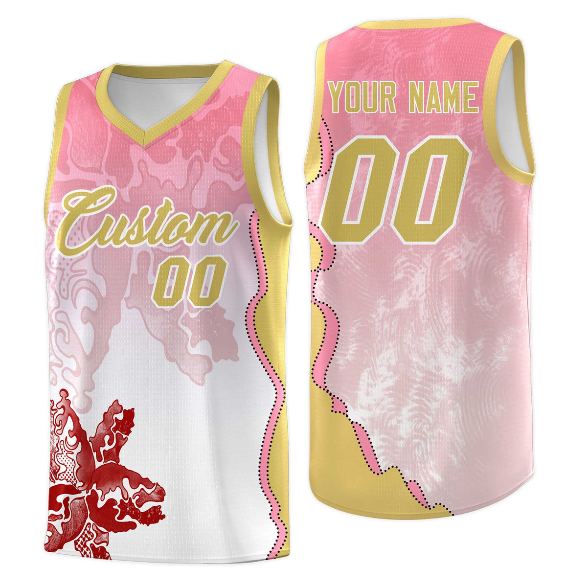 Custom White Light Pink Basketball Jersey - Illusion Flower Gradient Lightweight Fabric