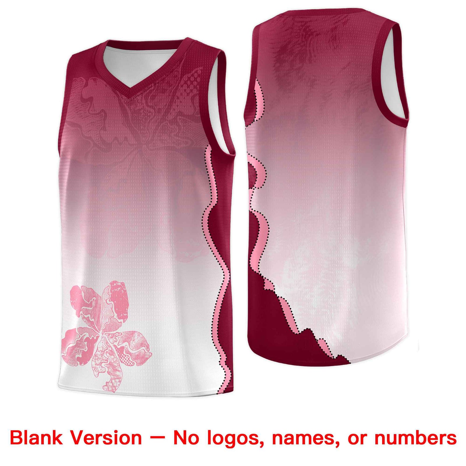 Custom White Crimson Basketball Jersey - Illusion Flower Gradient Stretchy Fabric