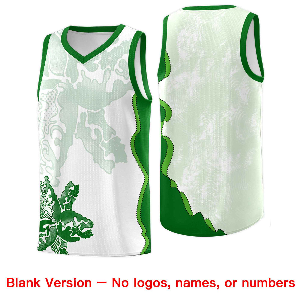 Custom White Kelly Green Basketball Jersey - Illusion Flower Graffiti Moisture wicking Fabric