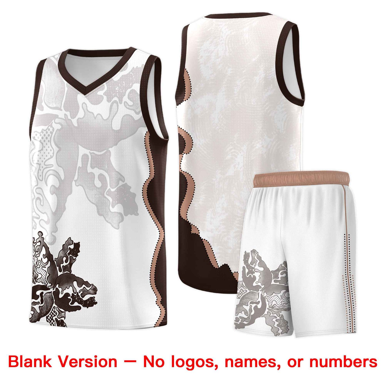 Custom White Brown Basketball Jersey - Illusion Flower Graffiti Quick dry Fabric