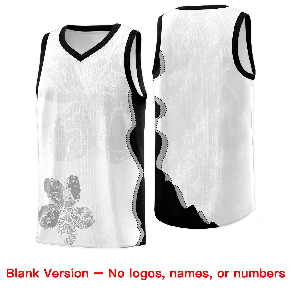 Custom White Black Basketball Jersey - Illusion Flower Graffiti Stylish Fabric