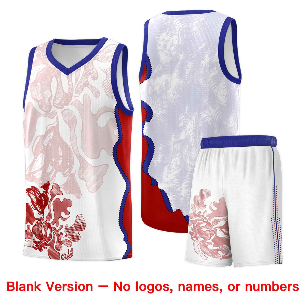 Custom White Royal Basketball Jersey - Illusion Flower Graffiti Unique Fabric
