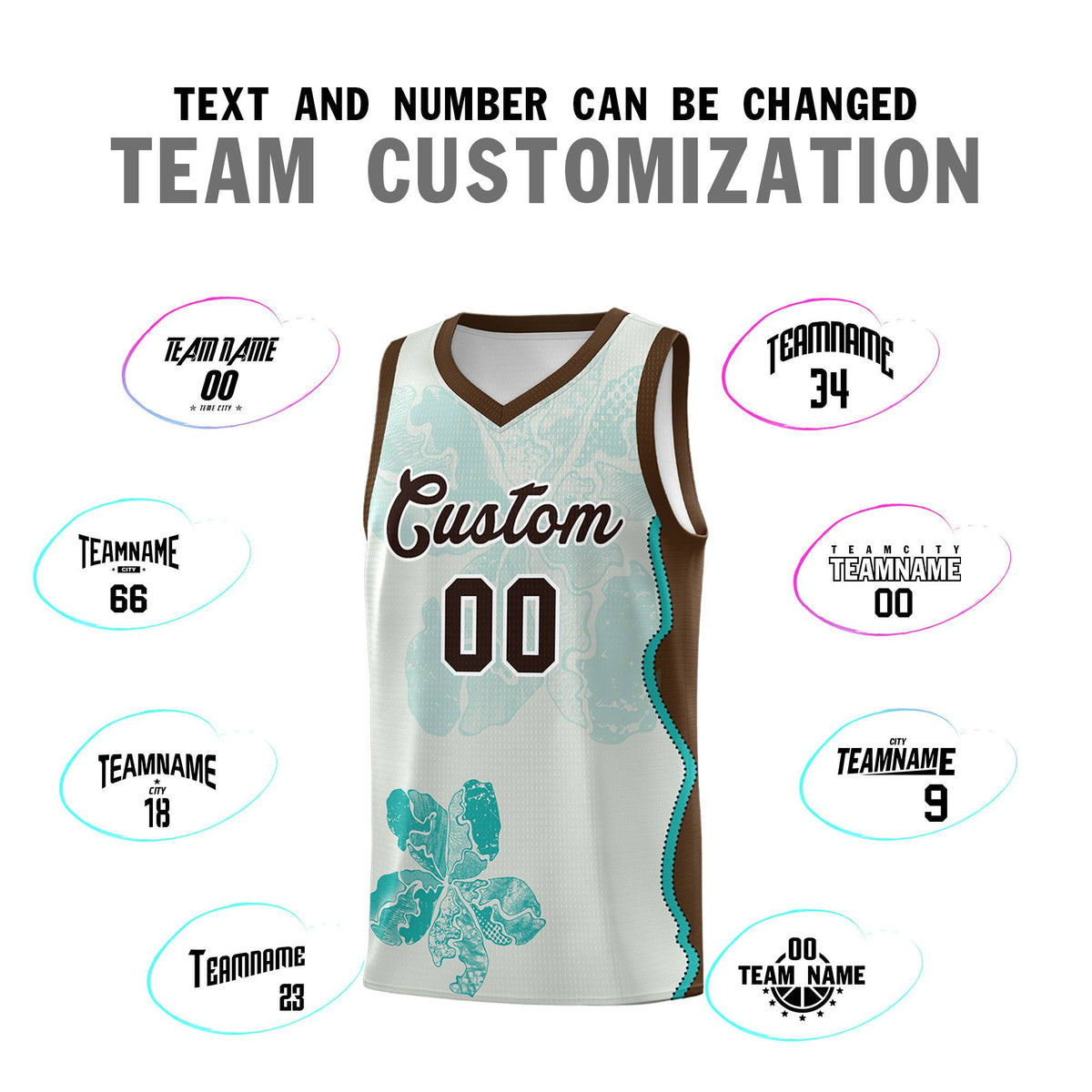 Custom Gray Brown Basketball Jersey - Illusion Flower Graffiti Quick dry Fabric