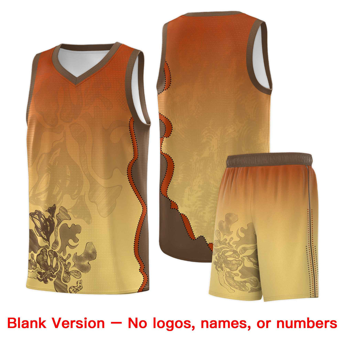 Custom Khaki Dark Orange Basketball Jersey - Illusion Flower Gradient Quick dry Fabric