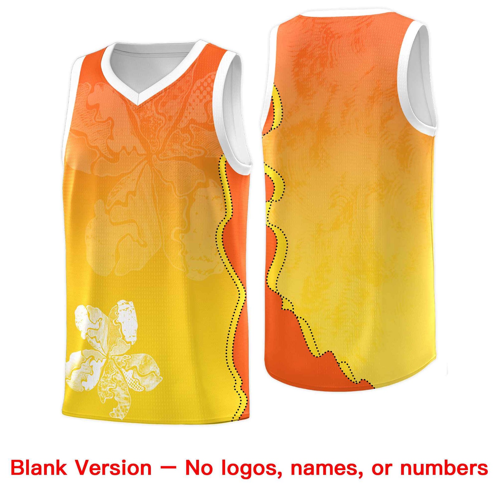 Custom Gold Orange Basketball Jersey - Illusion Flower Gradient Unique Fabric