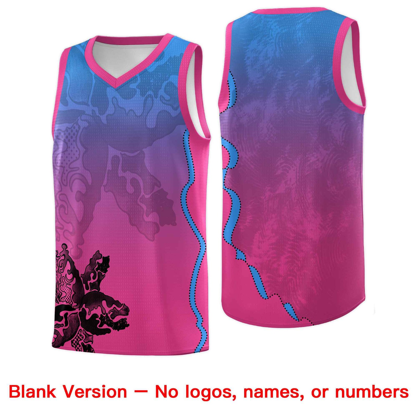 Custom Pink Light Blue Basketball Jersey - Illusion Flower Gradient Breathable mesh Fabric