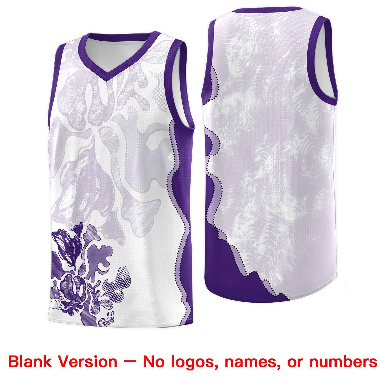 Custom White Purple Basketball Jersey - Illusion Flower Graffiti Moisture-wicking Fabric