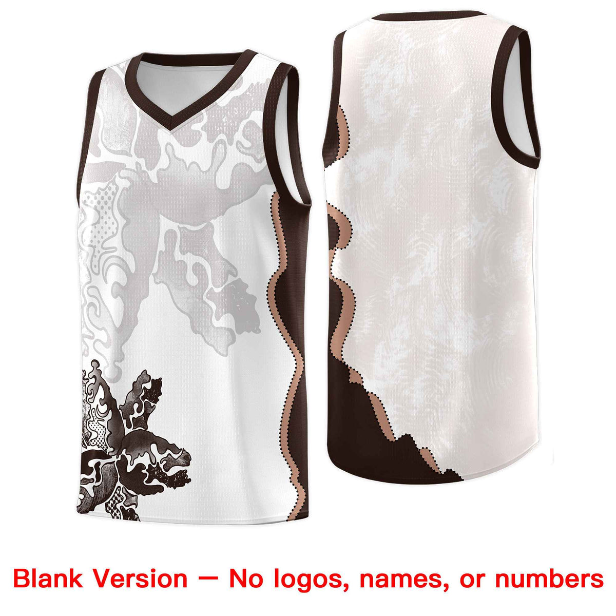 Custom White Brown Basketball Jersey - Illusion Flower Graffiti Quick dry Fabric