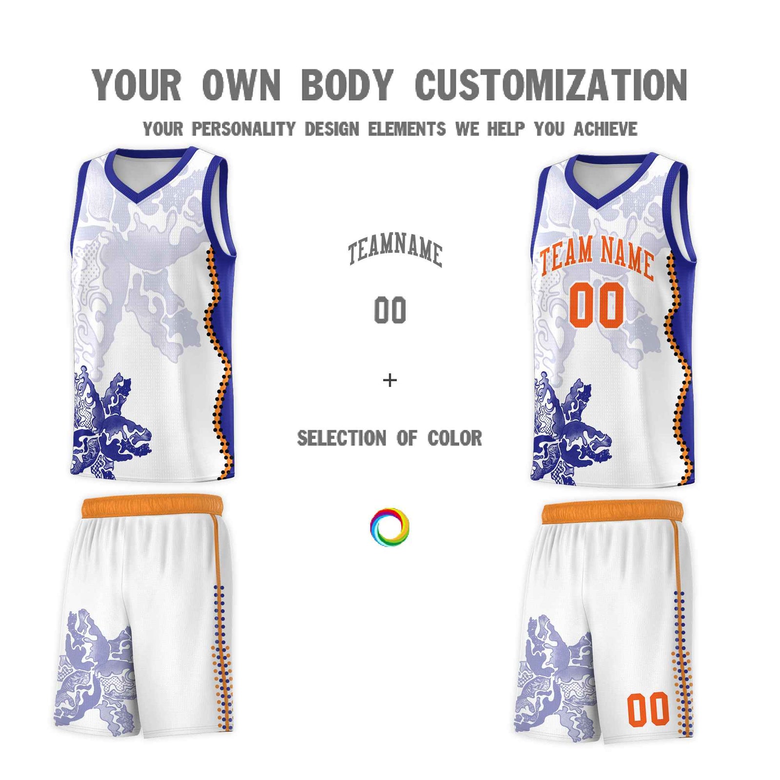 Custom White Royal Basketball Jersey - Illusion Flower Graffiti Breathable Fabric