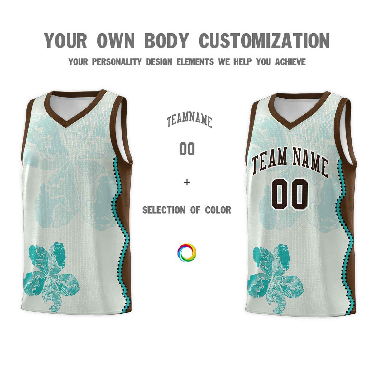 Custom Gray Brown Basketball Jersey - Illusion Flower Graffiti Quick dry Fabric