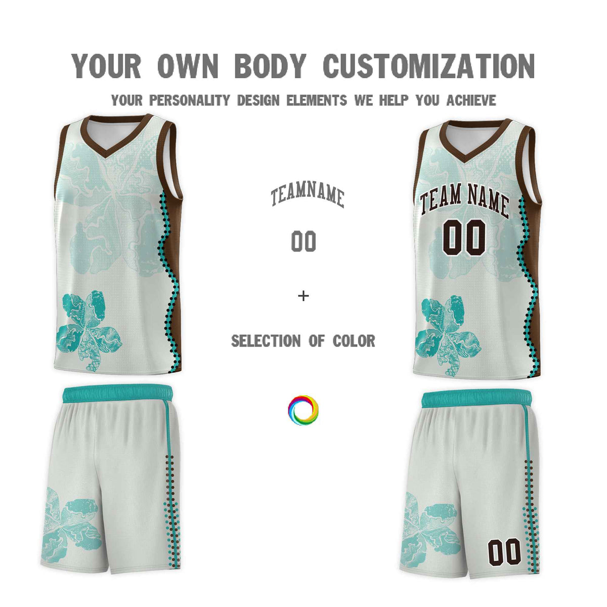 Custom Gray Brown Basketball Jersey - Illusion Flower Graffiti Quick dry Fabric