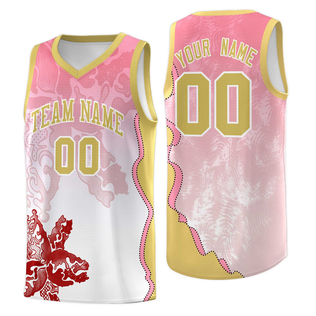 Custom White Light Pink Basketball Jersey - Illusion Flower Gradient Lightweight Fabric