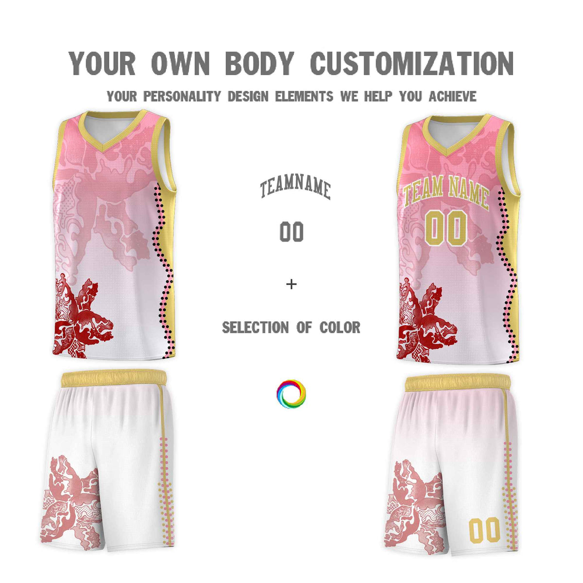 Custom White Light Pink Basketball Jersey - Illusion Flower Gradient Lightweight Fabric