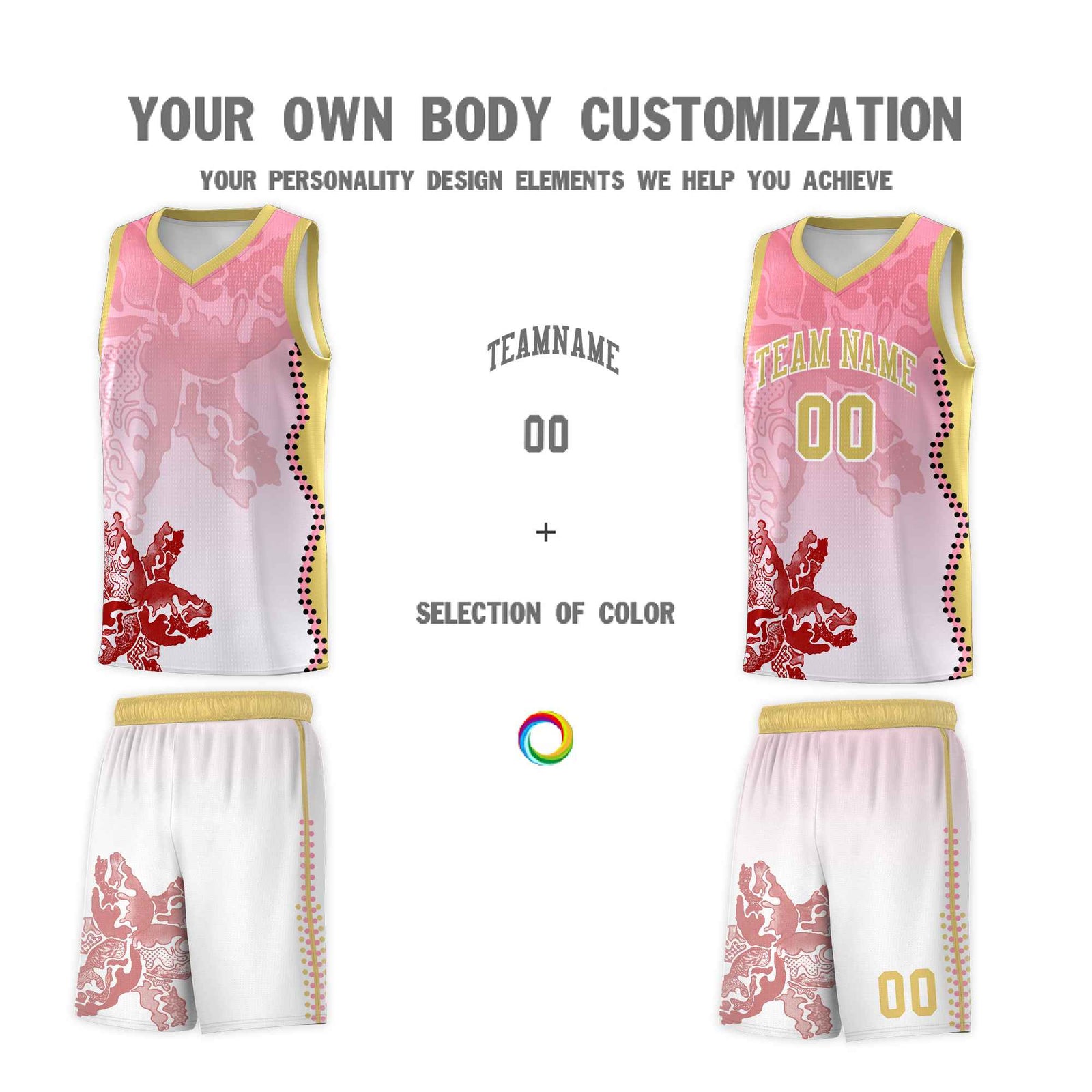Custom White Light Pink Basketball Jersey - Illusion Flower Gradient Lightweight Fabric
