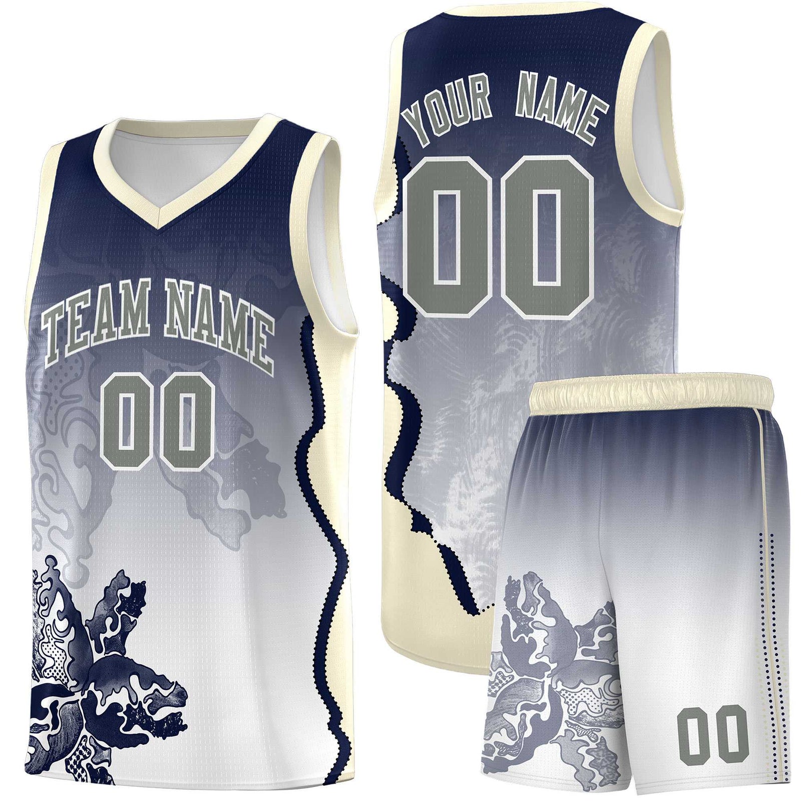 Custom Gray Green Basketball Jersey - Illusion Flower Gradient Stylish Fabric