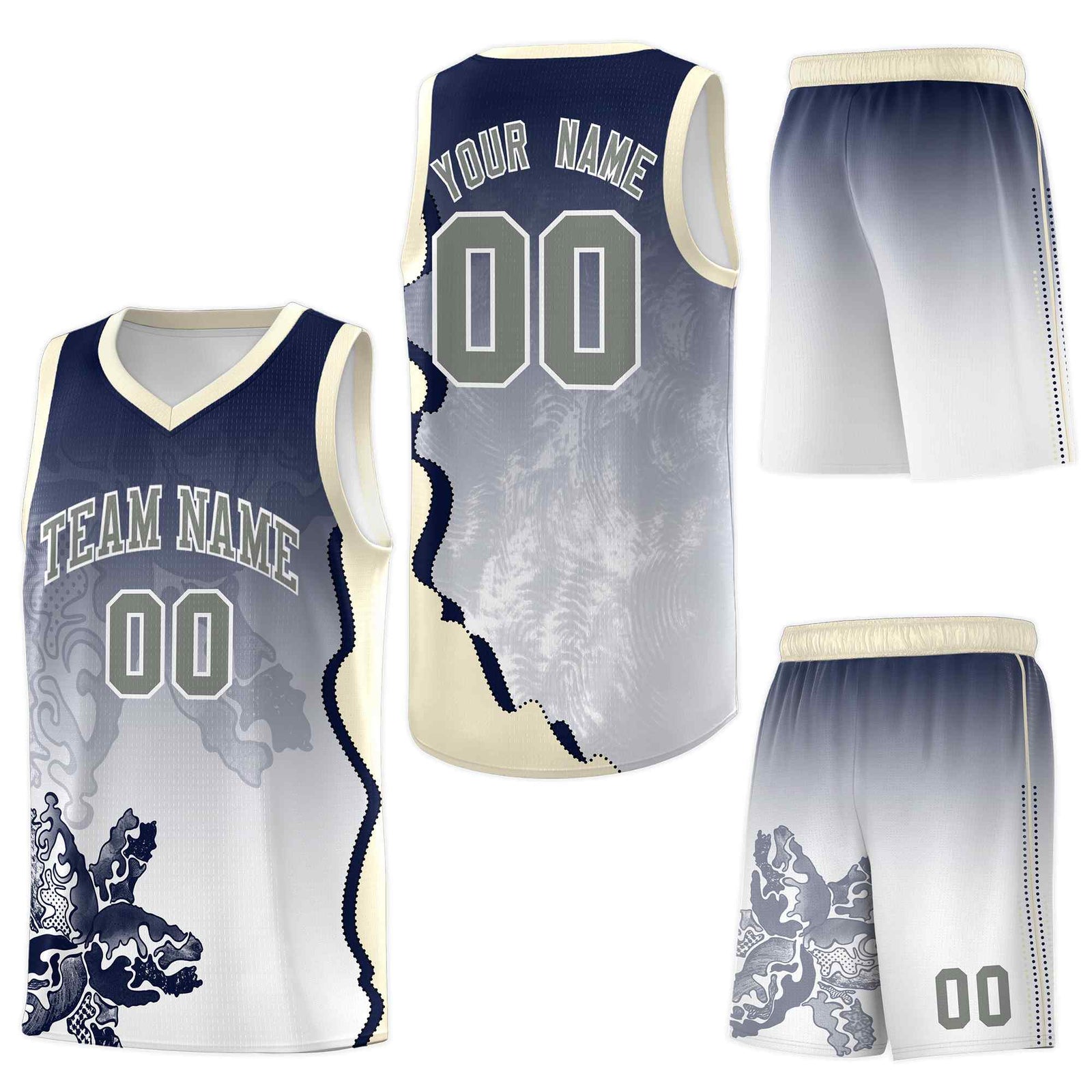 Custom Gray Green Basketball Jersey - Illusion Flower Gradient Lightweight